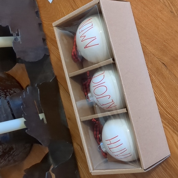 RAE DUNN Christmas Ornaments Cream Ceramic Balls - Picture 9 of 9